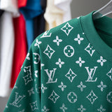Full styled look of Louis Vuitton cotton t-shirt with signature branding