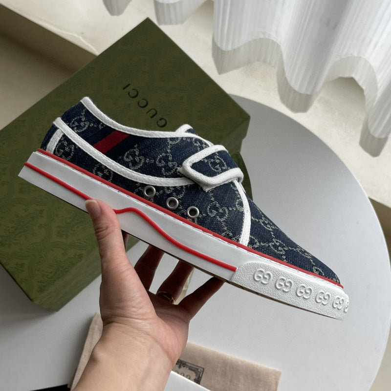 Gucci soft grey luxury sneakers view 4 classic court silhouette