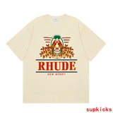 Side profile of Rhude luxury clothing with monogram-inspired silhouette