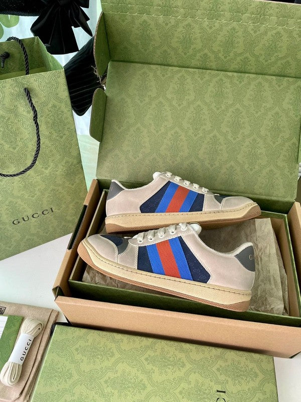Gucci soft grey luxury sneakers view 4 classic court silhouette