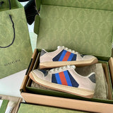 Gucci soft grey luxury sneakers view 4 classic court silhouette