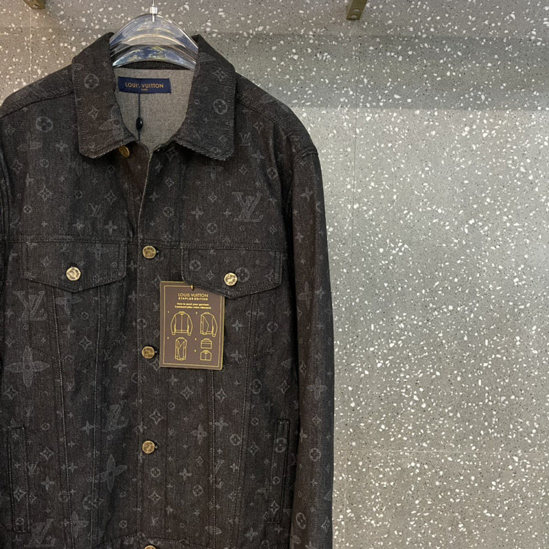 Front view of Louis Vuitton luxury clothing with label-forward styling