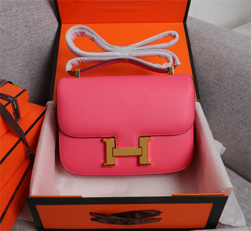 Side view of polished structured handbag