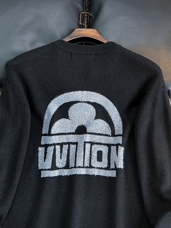 Front view of Louis Vuitton luxury clothing with monogram-inspired silhouette