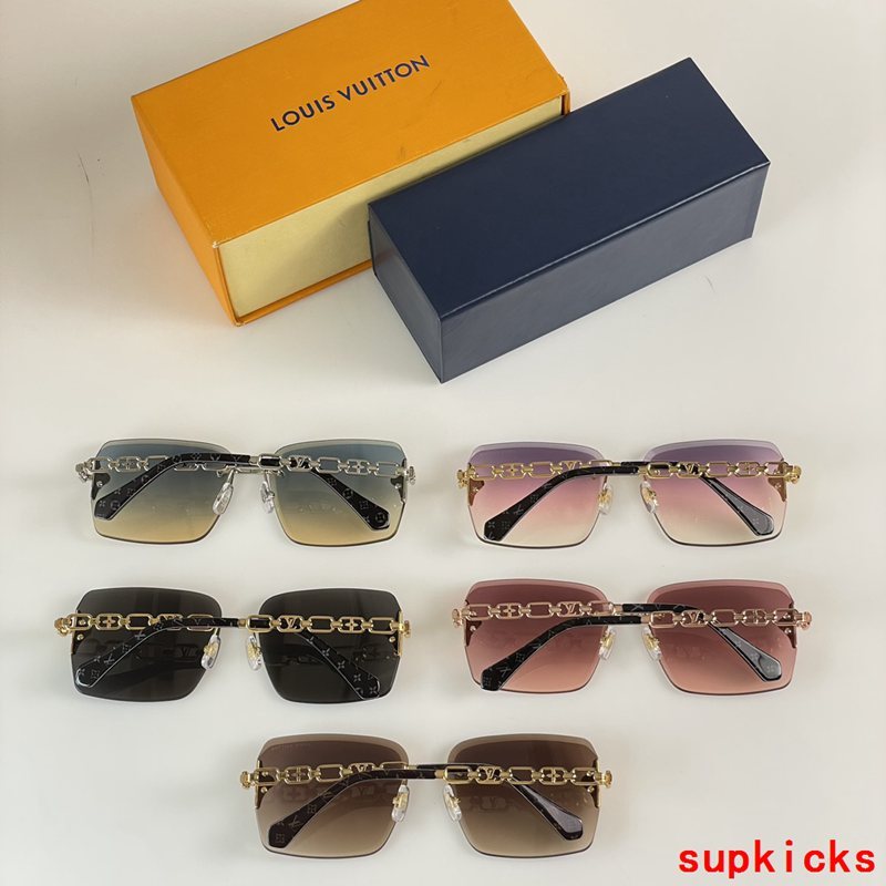 Close-up detail view of Louis Vuitton unisex sunglasses