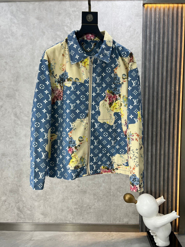 Front view of Louis Vuitton luxury clothing with label-forward styling