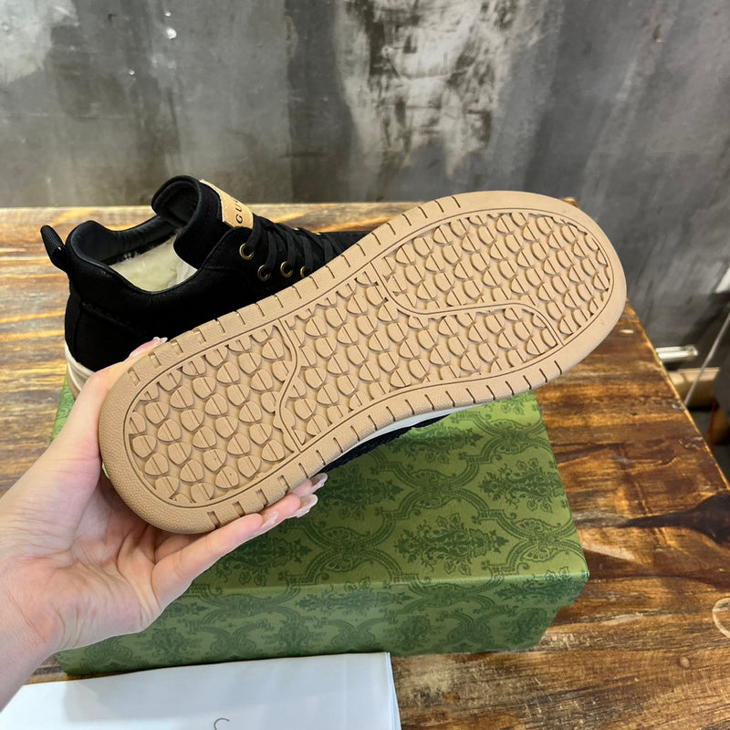 Gucci tonal black luxury sneakers view 6 premium leather build