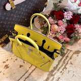 Side view of graceful structured handbag