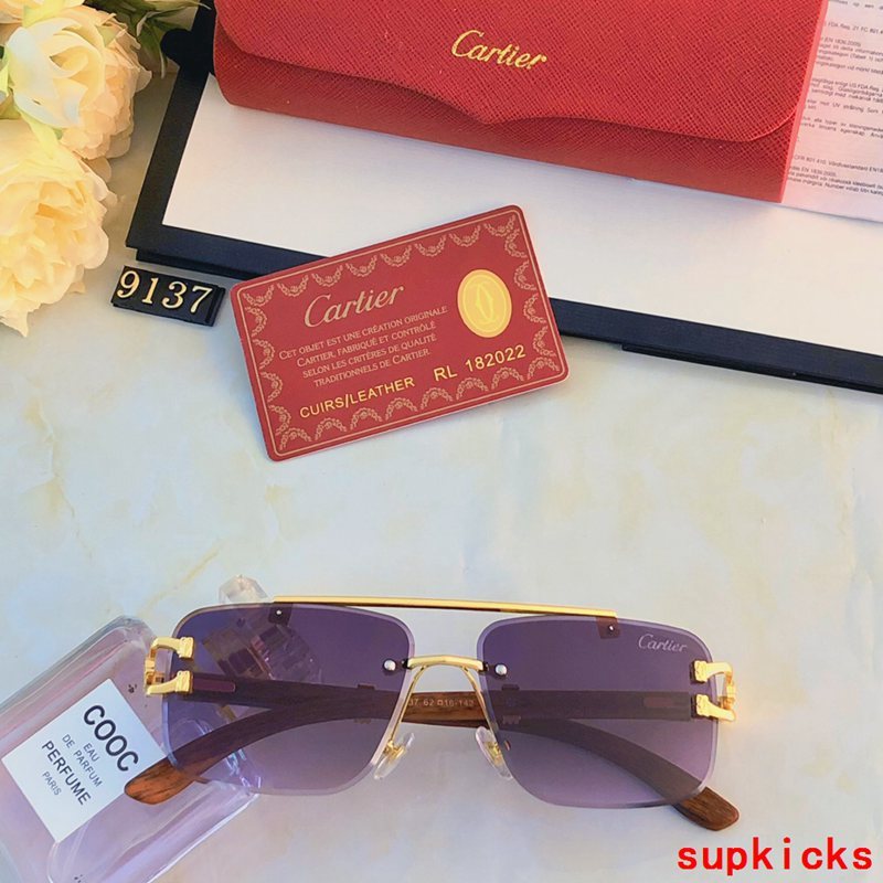 Close-up detail view of Cartier unisex sunglasses