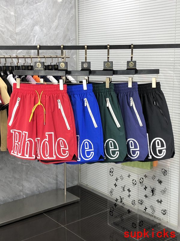 Side profile of Rhude luxury clothing with logo-detail design