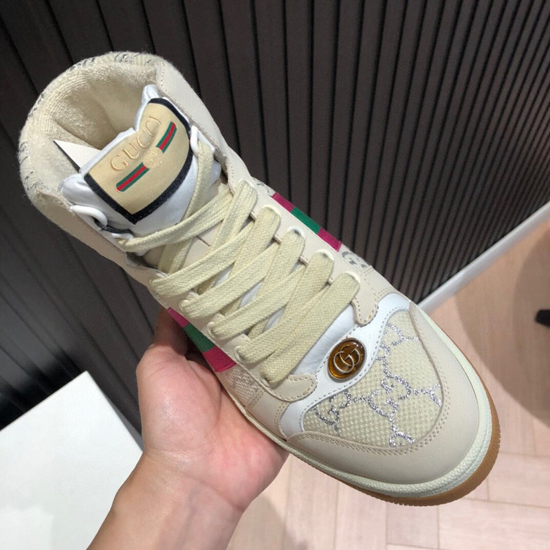 Gucci stone beige luxury sneakers view 8 padded collar comfort