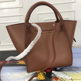 Back view of modern signature women's handbag – women's designer-style accessory