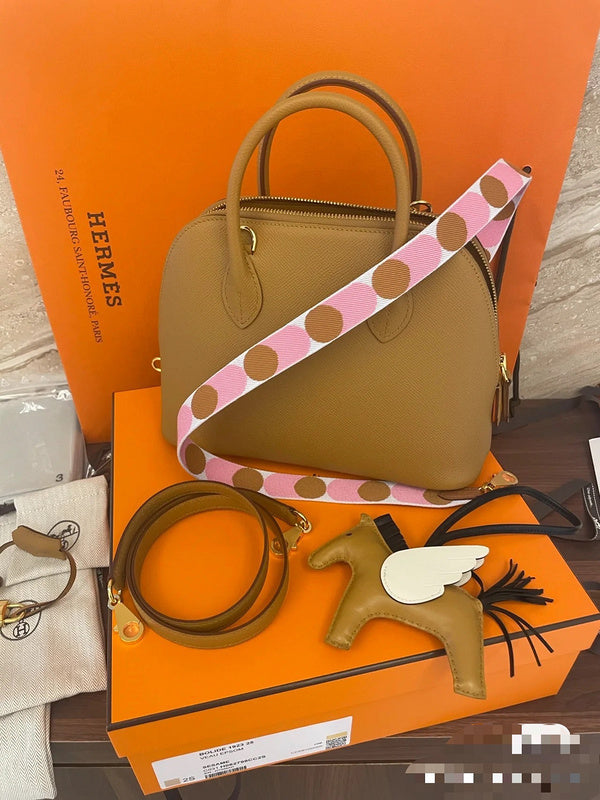 Side view of statement structured handbag