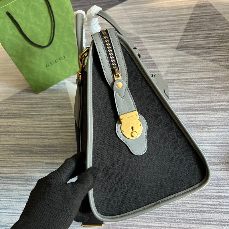 Side view of contemporary structured handbag