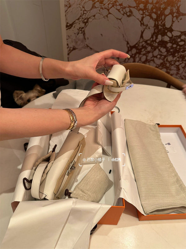 Side view of structured structured handbag