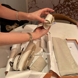Side view of structured structured handbag