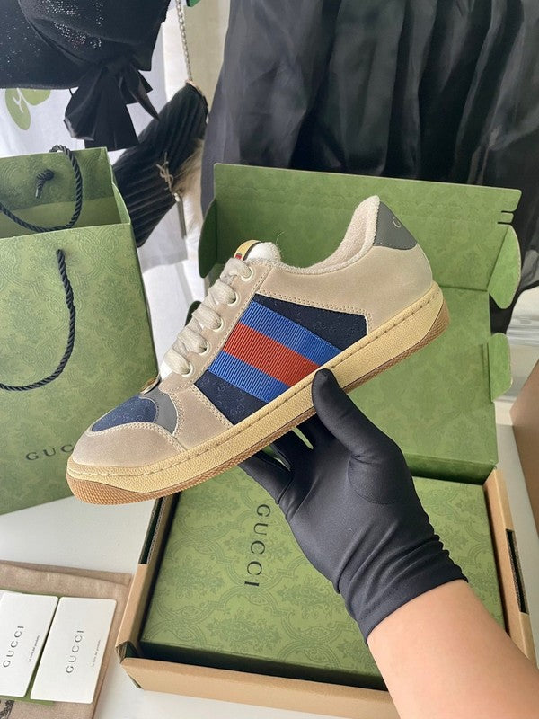 Gucci soft grey luxury sneakers view 10 classic court silhouette