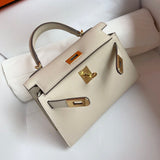 Side view of graceful structured handbag