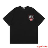 Side profile of Rhude luxury clothing with monogram-inspired silhouette