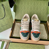 Side profile of Gucci bold contrast sneakers breathable knit upper