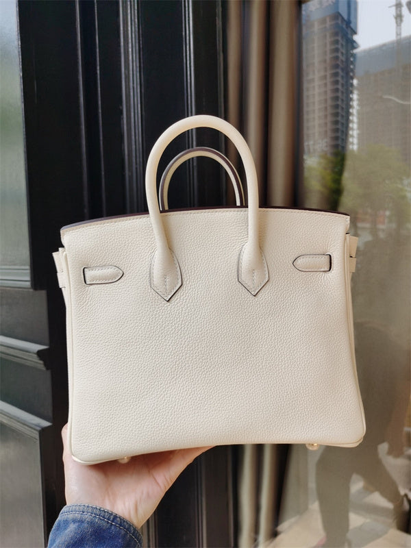 Side view of chic structured handbag
