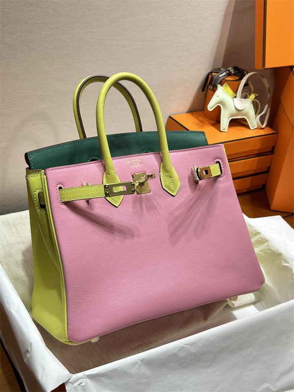 Side view of curated structured handbag