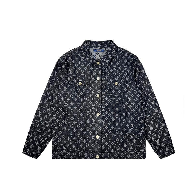 Back view of Louis Vuitton luxury clothing with signature branding