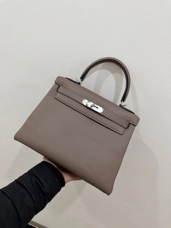 Side view of contemporary structured handbag