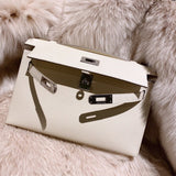 Side view of graceful structured handbag