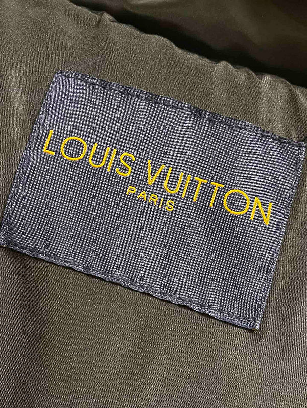 Front view of Louis Vuitton luxury clothing with logo-detail design