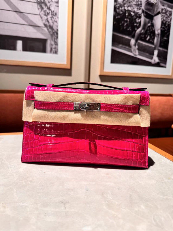 Side view of elegant structured handbag