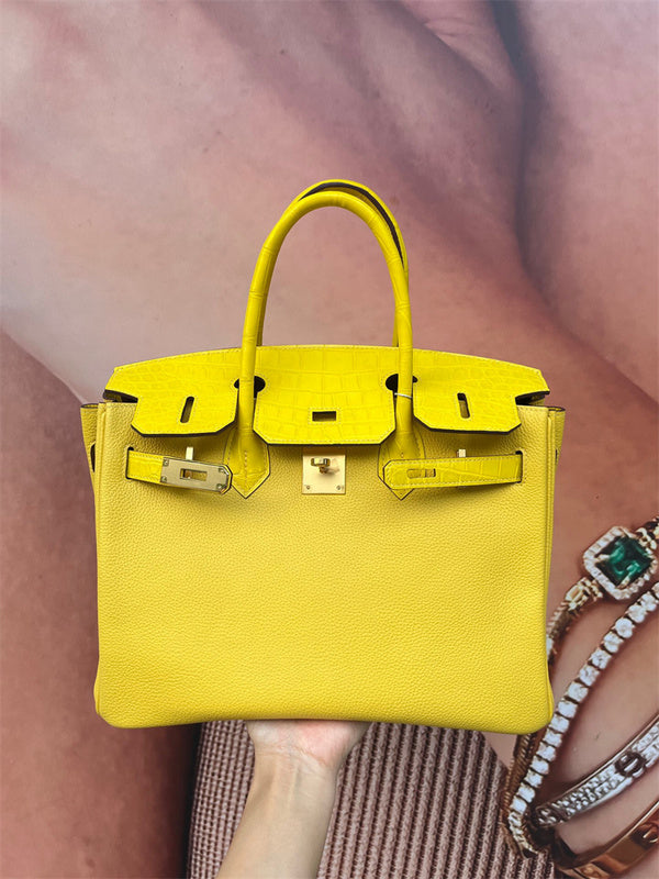 Side view of effortless structured handbag
