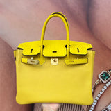 Side view of effortless structured handbag