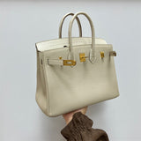 Side view of crisp structured handbag
