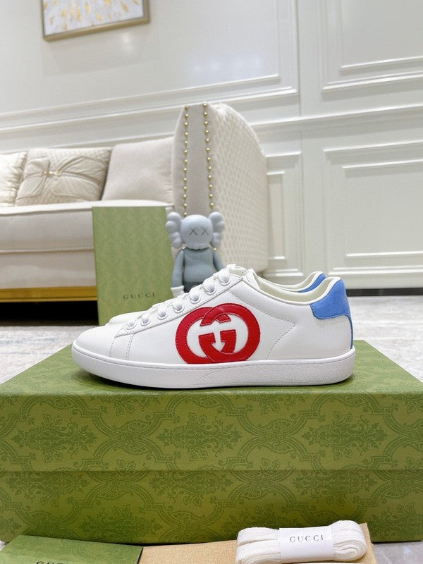 Gucci Designer sneakers in muted earth tones everyday casual design front view
