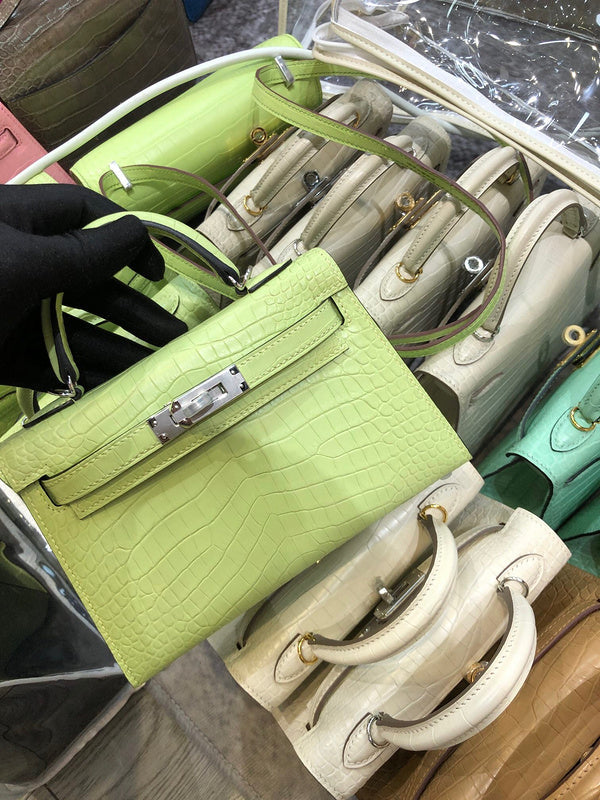 Side view of sophisticated structured handbag