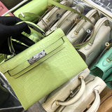 Side view of sophisticated structured handbag