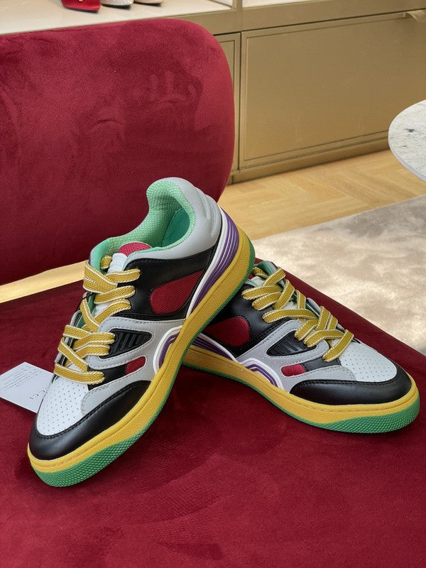 Gucci two-tone luxury sneakers view 5 signature lace-up style