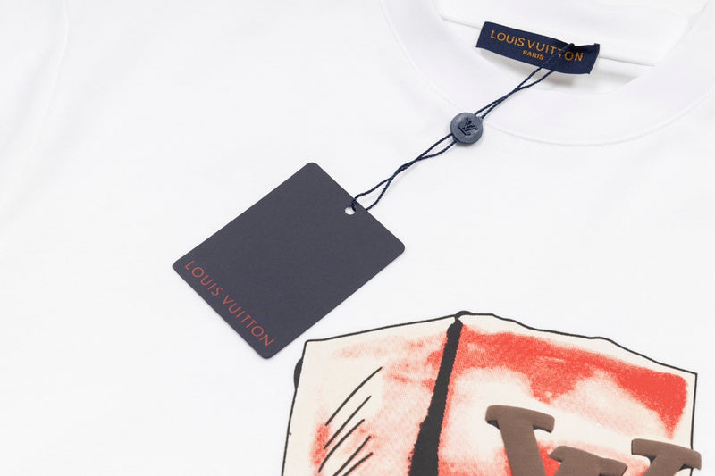 Flat lay presentation of Louis Vuitton cotton t-shirt with monogram-inspired silhouette