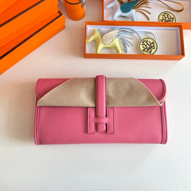 Side view of classic structured handbag