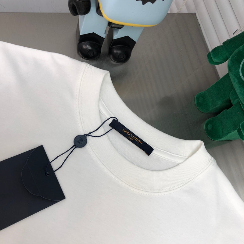 Side profile of Louis Vuitton cotton t-shirt with label-forward styling