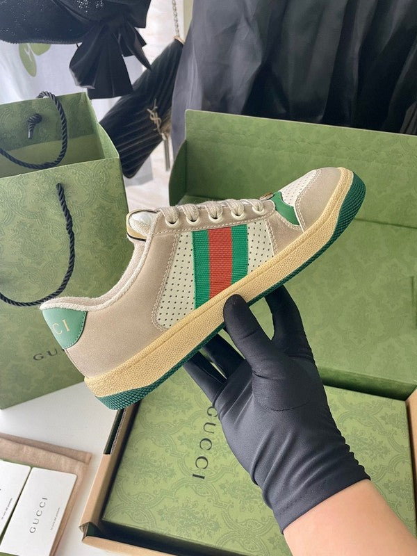 Gucci neutral cream luxury sneakers view 8 signature lace-up style