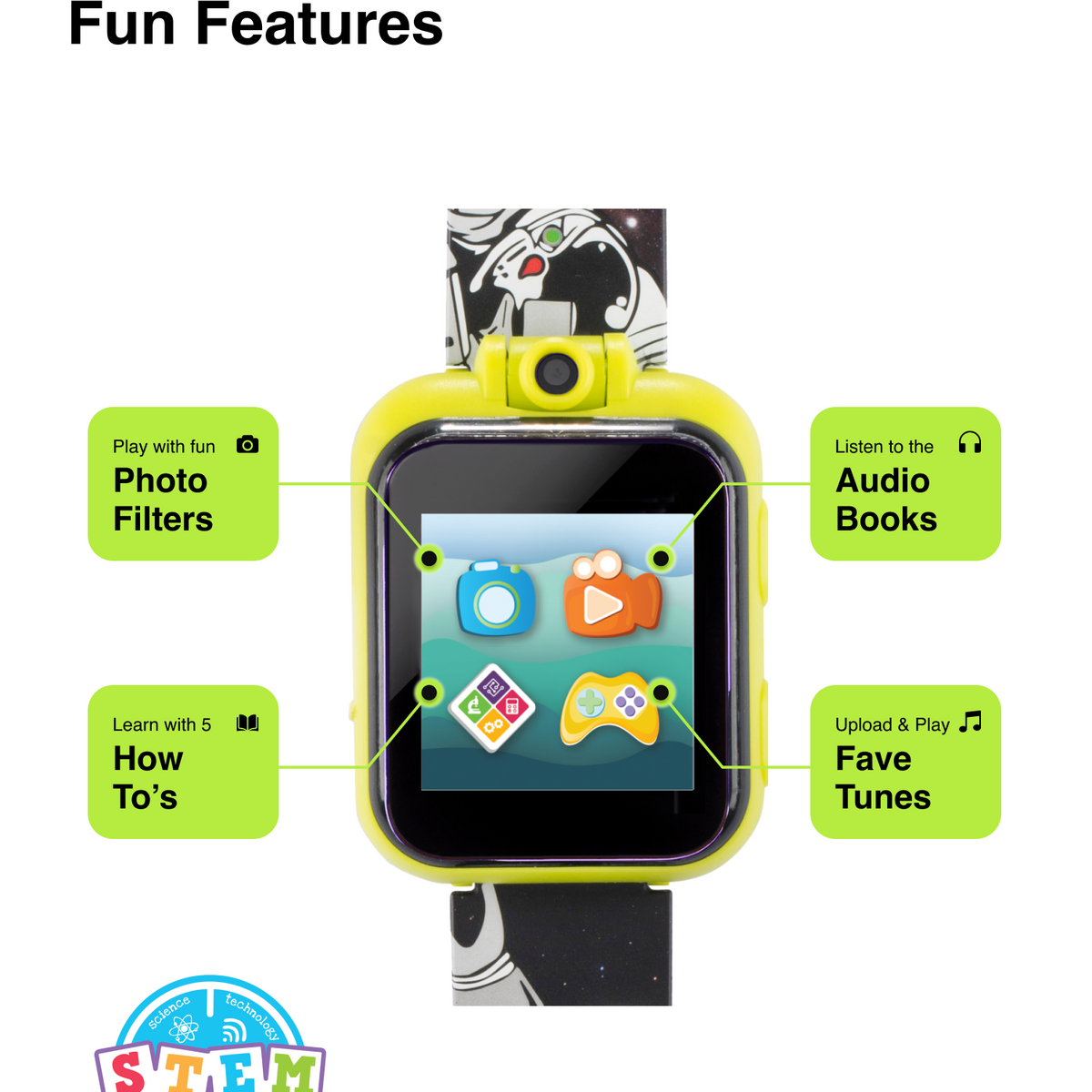 Front view of PlayZoom unisex green watch