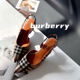 Burberry Red Slingback Heels - Angled View