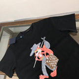 Close-up detail shot of Louis Vuitton cotton t-shirt with streetwear-inspired cut