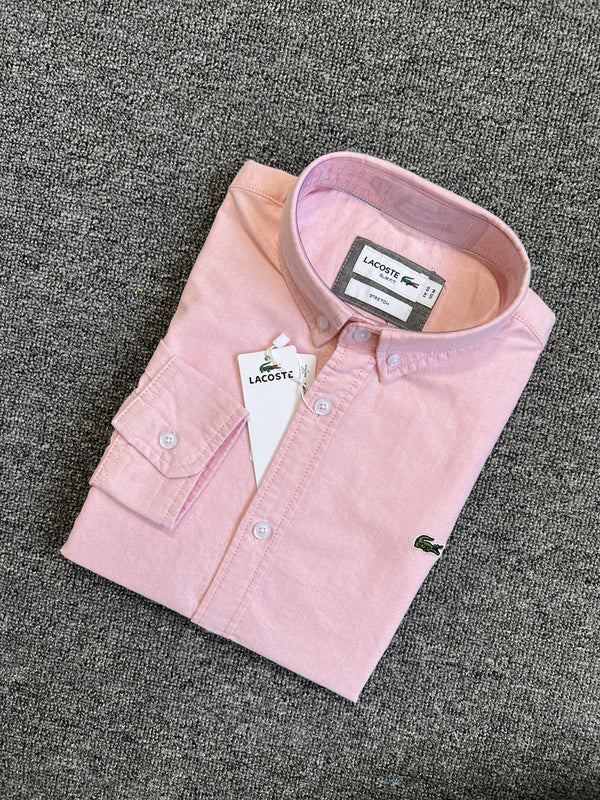 Side profile of Lacoste luxury clothing with logo-detail design