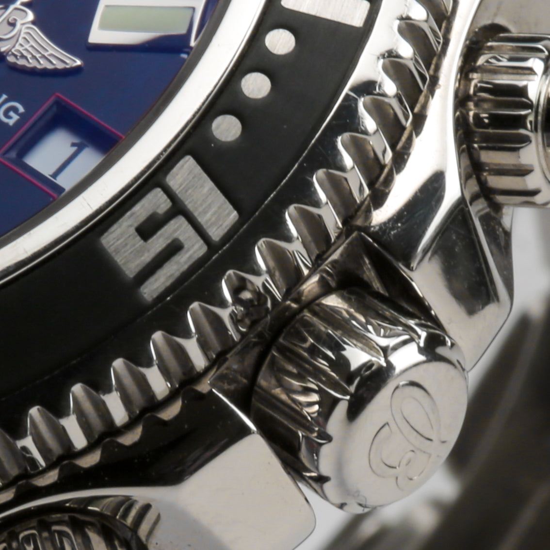 Close-up detail view of Breitling unisex watch