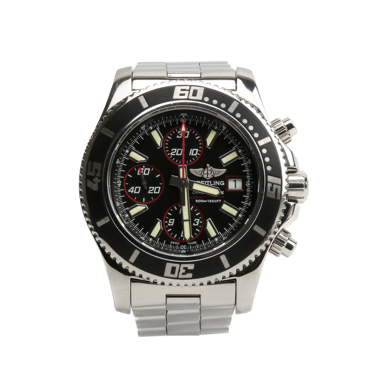 Close-up detail view of Breitling unisex watch