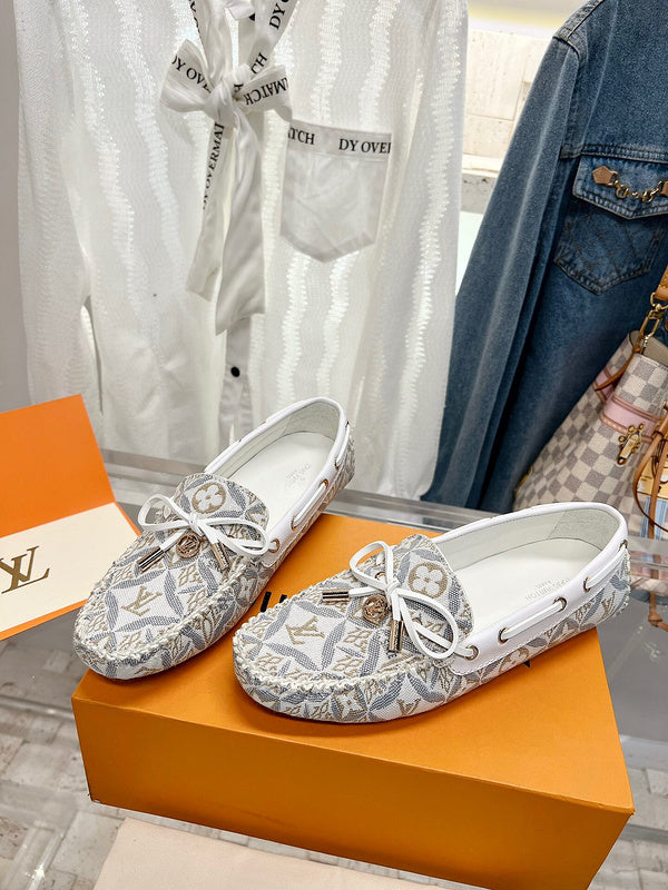 Louis Vuitton Black Classic Ballet Flats - Angled View