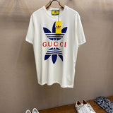 Front view of Gucci luxury clothing with signature branding
